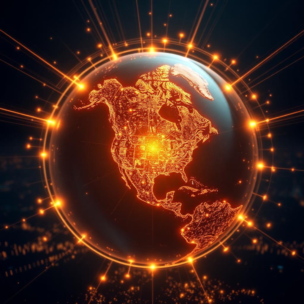 Holographic globe over North America